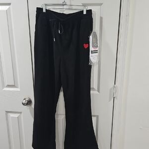 Maternity Black flared Sweatpants with Drawstring Waist and Soft Fabric